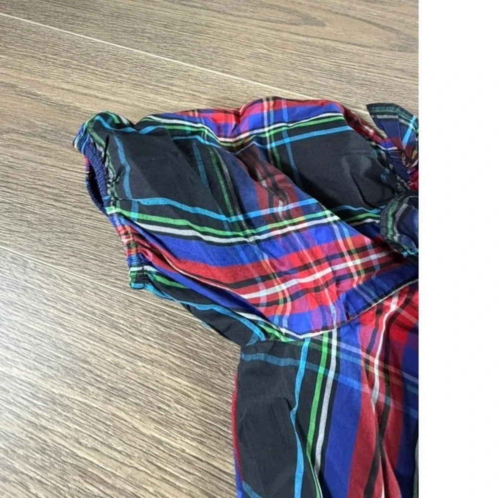 Crewcuts by J. Crew Girls Puff Sleeve Dress in Black Stewart Tartan Holiday 10